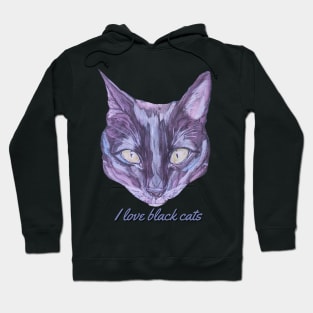 I Love Black Cats Cat Face Hoodie